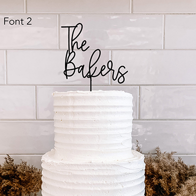 The Last Name Thin Font Cake Topper