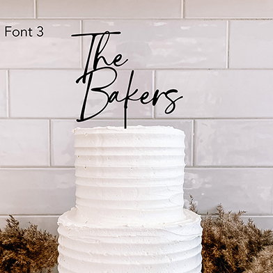 The Last Name Thin Font Cake Topper