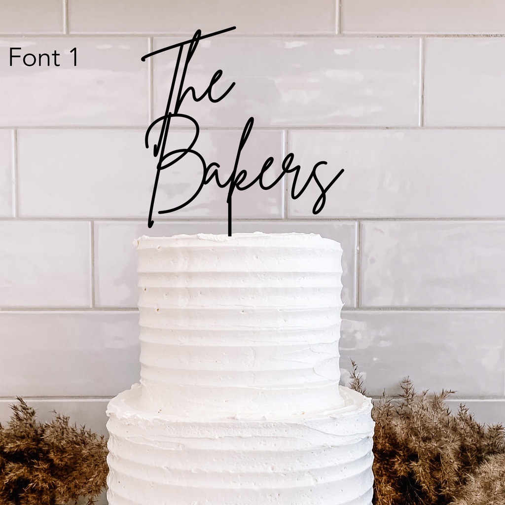 The Last Name Thin Font Cake Topper